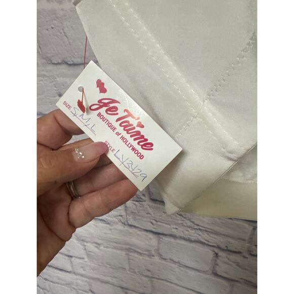 Je'Taime Boutique White Beaded Bustier Corset Adj Straps Back Closures SZ L NWT - Picture 4 of 4